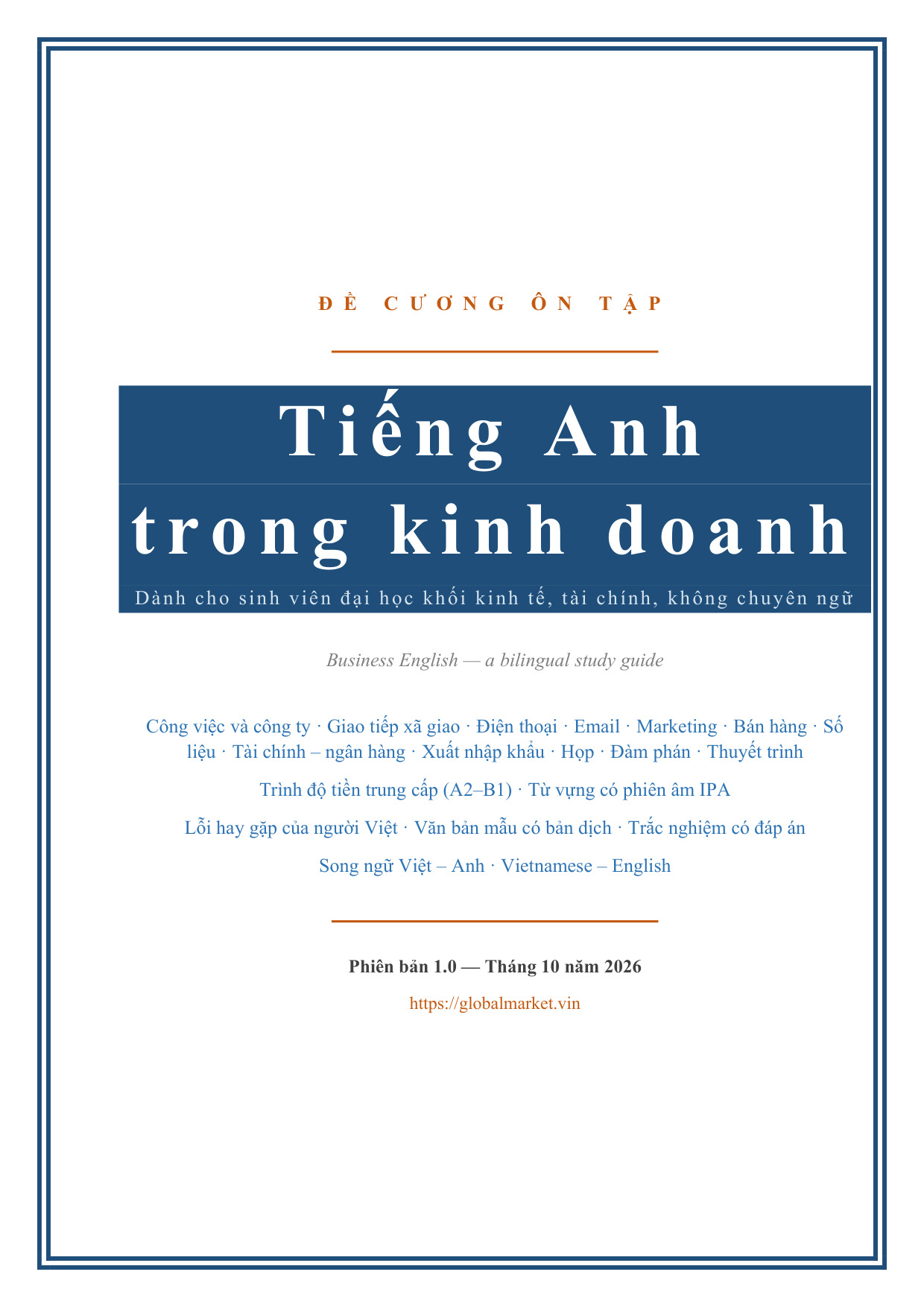 Đề cương ôn tập Tiếng Anh trong kinh doanh — Việt/Anh