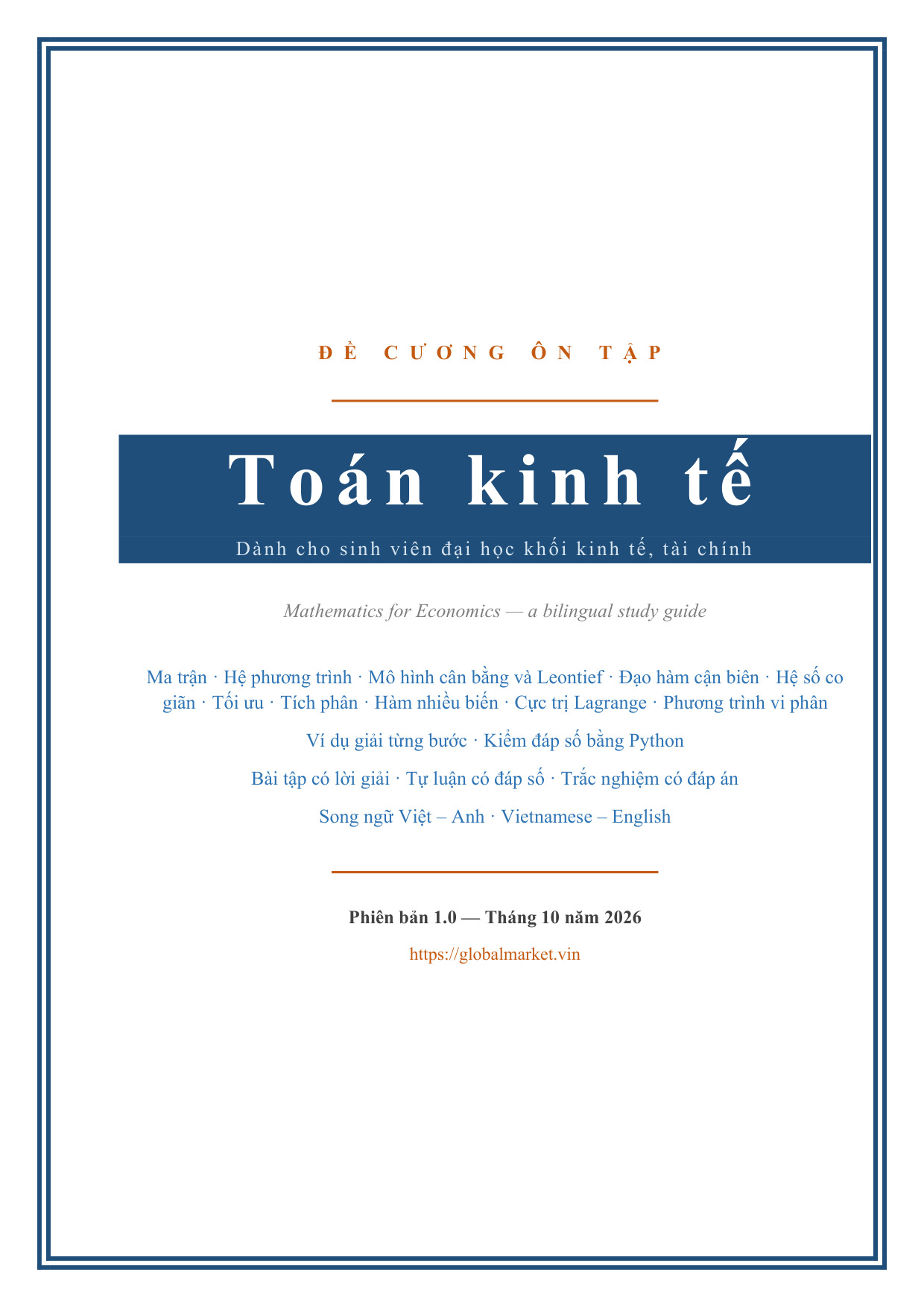 Đề cương ôn tập Toán kinh tế — Việt/Anh