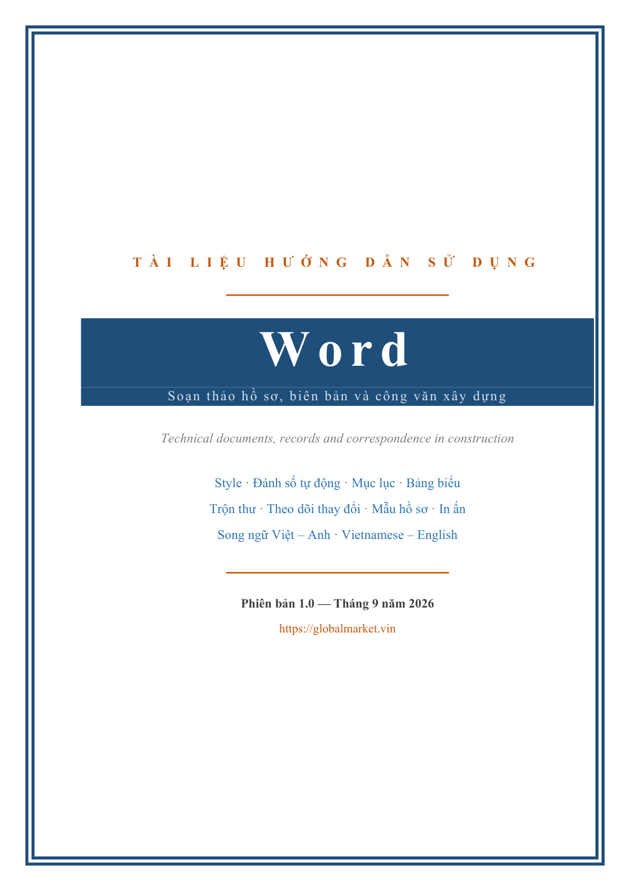Hướng dẫn sử dụng Word cho người làm xây dựng — Việt/Anh