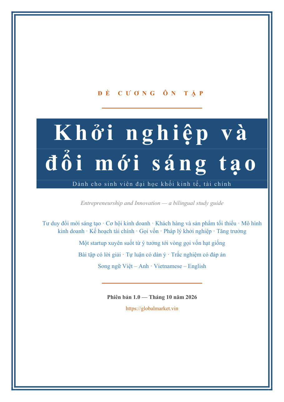 Đề cương ôn tập Khởi nghiệp và đổi mới sáng tạo — Việt/Anh