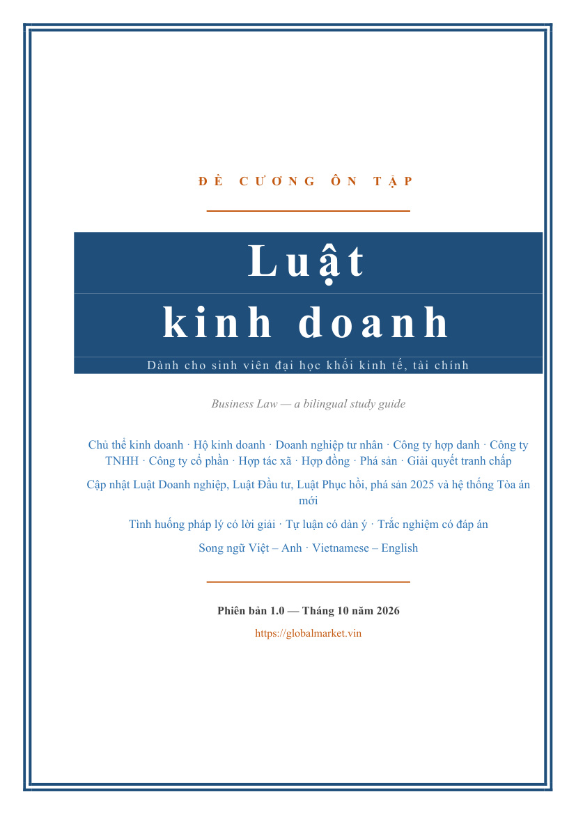 Đề cương ôn tập Luật kinh doanh — Việt/Anh