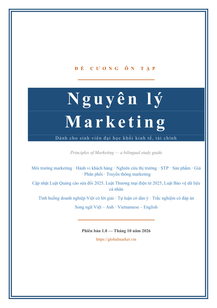 Đề cương ôn tập Nguyên lý Marketing