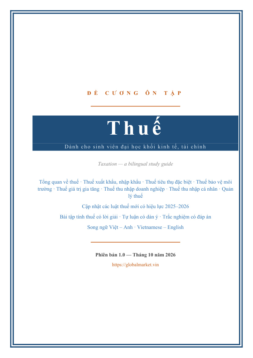 Đề cương ôn tập Thuế — Việt/Anh